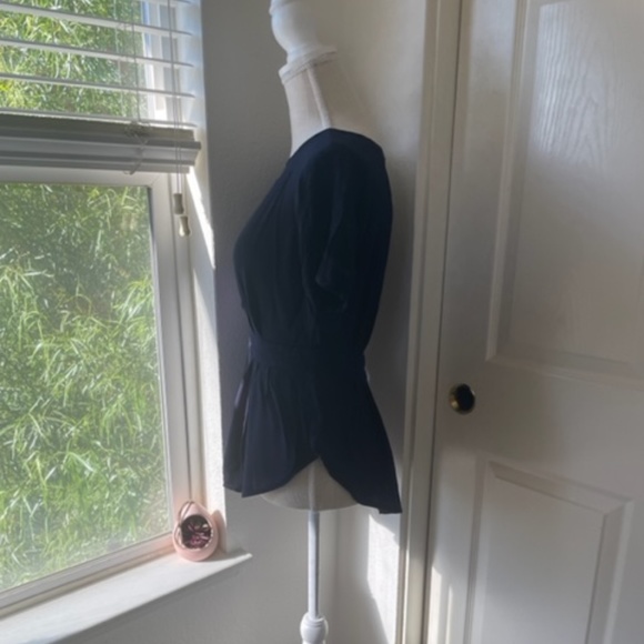 Liberty Love | Navy Floral Babydoll Lace Blouse With Back Zipper | Size S - Picture 6 of 12